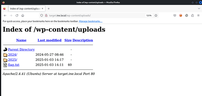 WordPress uploads directory listing