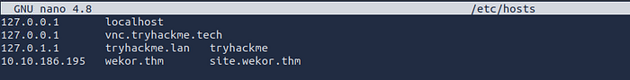 Adding the subdomain to hosts