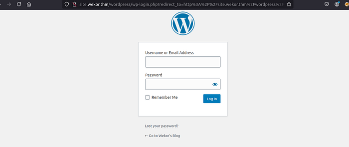 WordPress login form